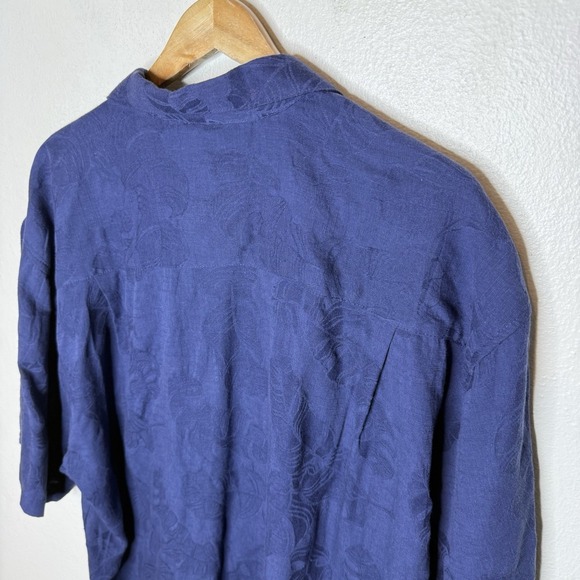 New OP Ocean Pacific Blue Leaf Tropical Short Sleeve Aloha Shirt Mens XL - Picture 7 of 10